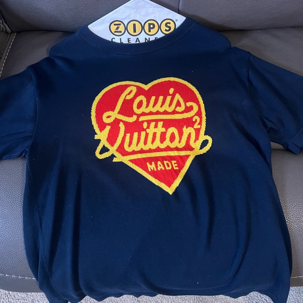 Louis Vuitton Navy Nigo Heart Intarsia T-Shirt
